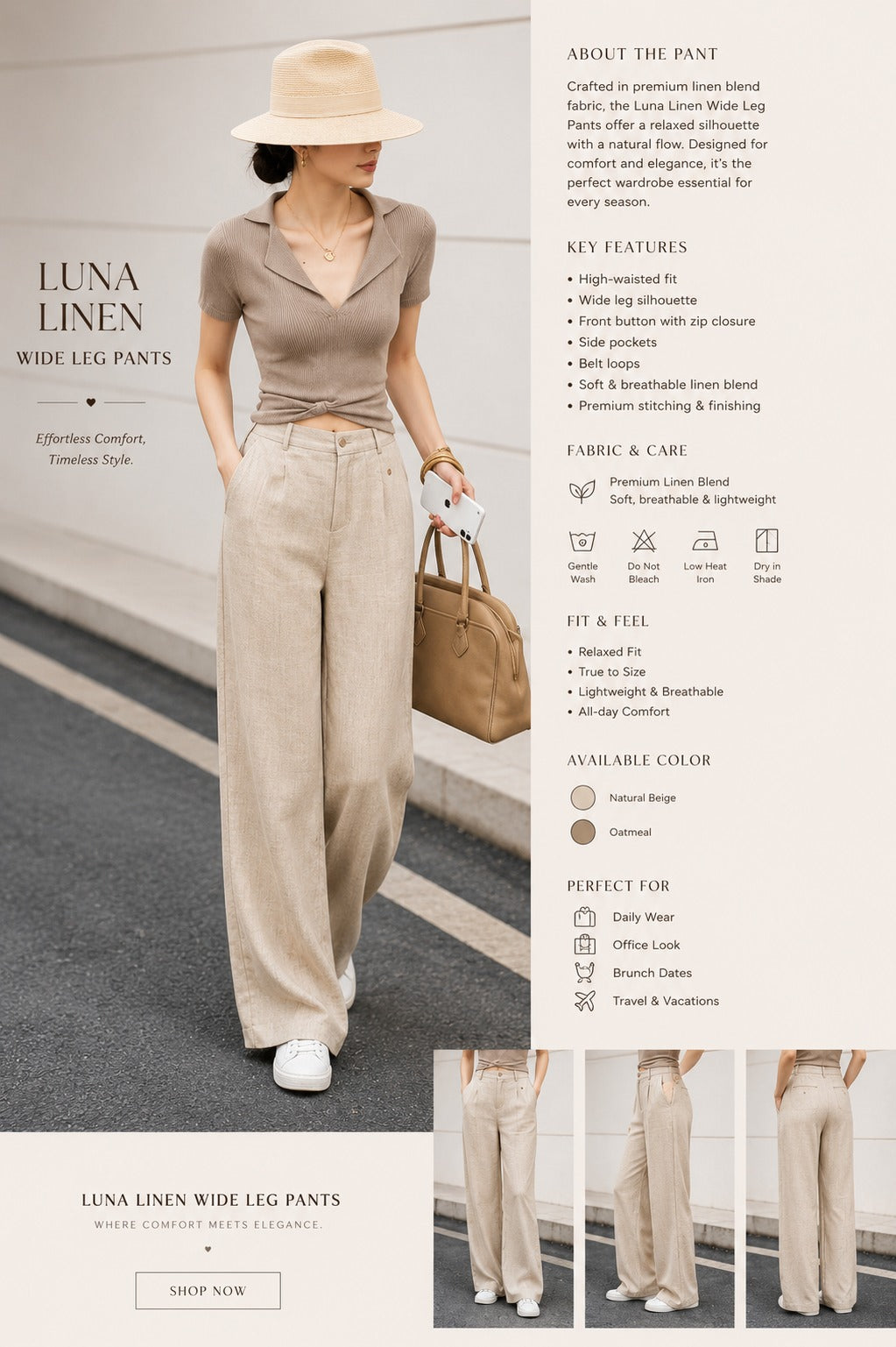 Luna Linen Wide-Leg Pants